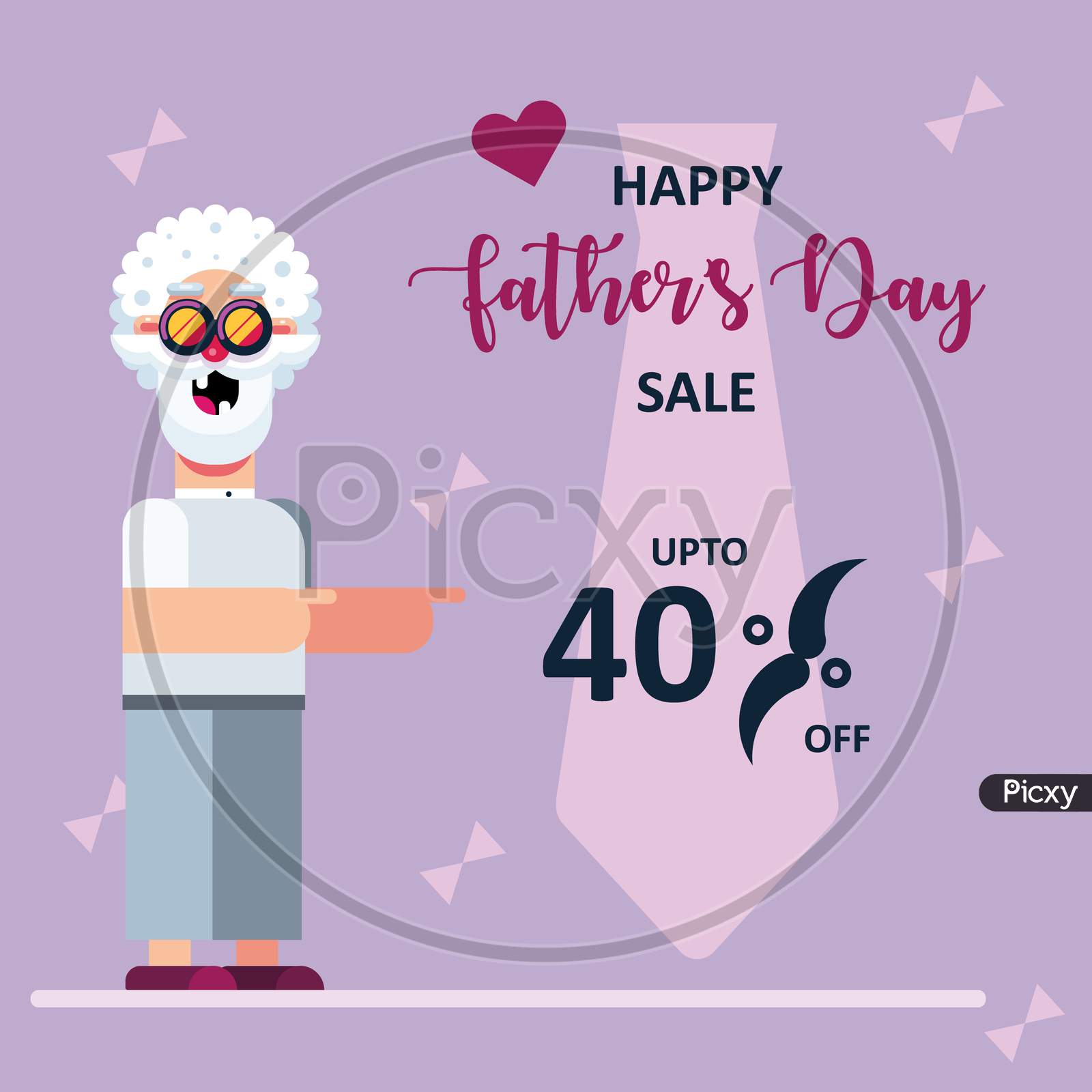 Happy Father'S Day Sale Discount Banner, Vector Illustration