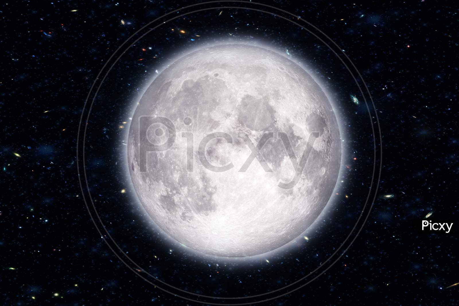 Super Moon In The Galaxy Background, Elements Of This Image Furnished By Nasa