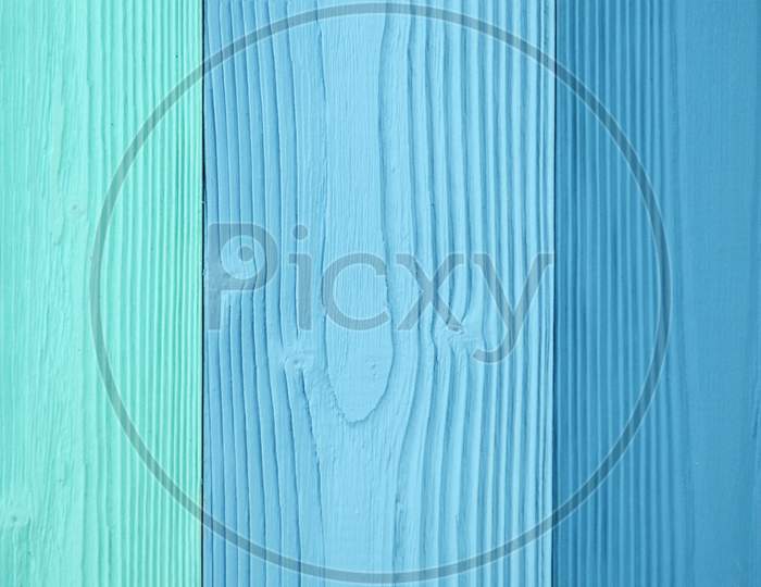 Top View Of Blue Wooden Textured Background Backdrop. Abstract Wallpaper Pastel Blue Ocean Color