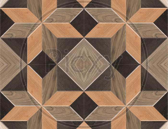 Geometric Shape Pattern Wooden Floor And Wall Tile.