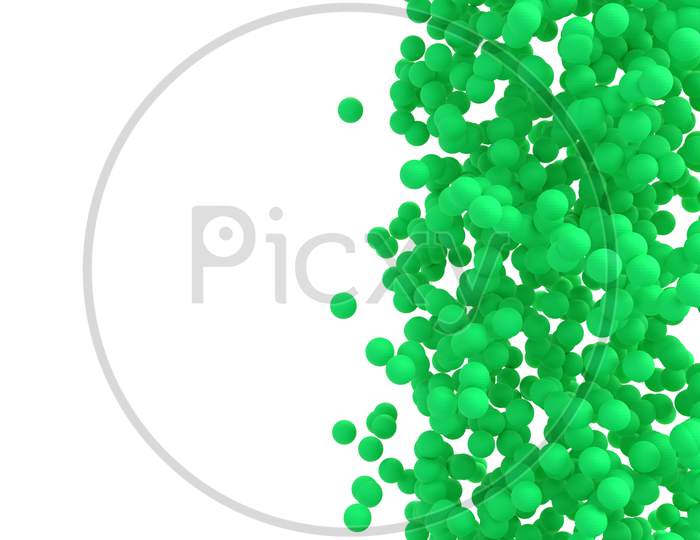 Green Balloons Floating On White Isolated Background. Decoration And Celebration Party Concept. Saint Patrick'S Day And Funny Event Theme. 3D Illustration