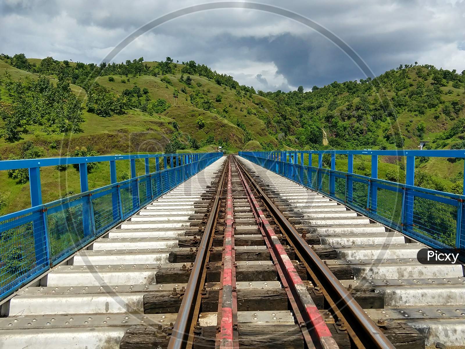 Meter Gauge Railway Tracks Over A Bridge In A Hilly Area- Indore, Madhya Pradesh, India