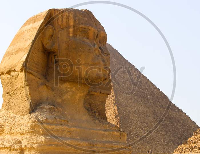 The Great Sphinx And Pyramid In Gaza, Egypt.