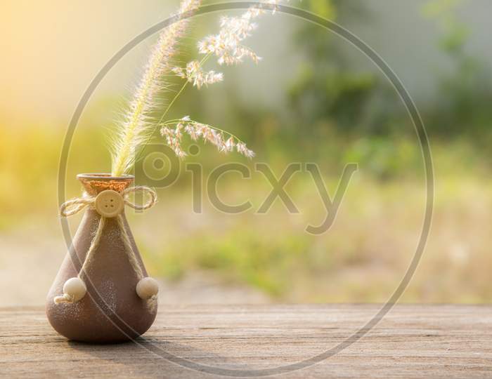 Grass Flower In The Vase, Selective Focus