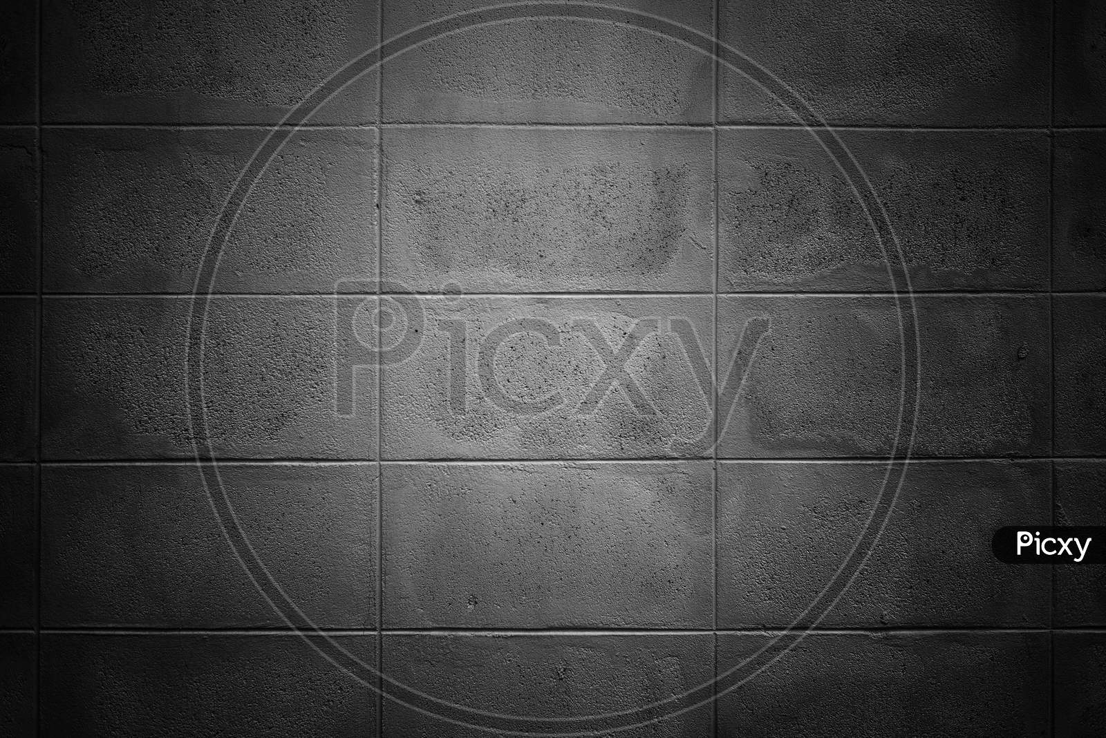 Dark Room Made From Concrete Brick Background. Architecture And Structure Concept. Material Theme.