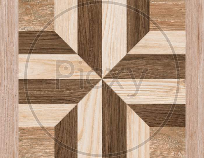 Geometric Pattern Wooden Decorative Floor And Wall Mosaic Tile.