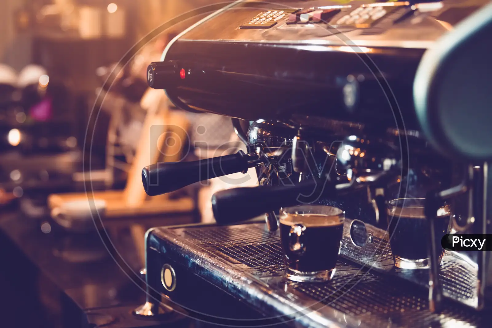 Industrial Coffee Maker Preparing Fresh Espresso at Pub Stock Photo - Image  of machine, automatic: 103307804