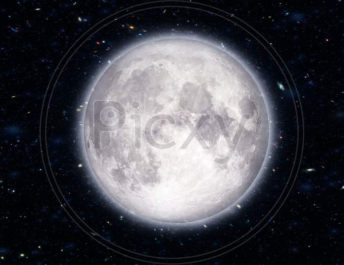 Super Moon In The Galaxy Background, Elements Of This Image Furnished By Nasa