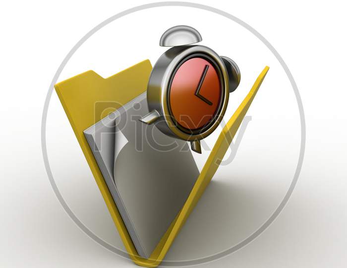 File Folder With Alarm Clock