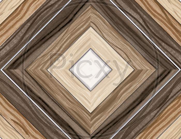 Geometric Pattern Wooden Floor And Wall Decor Tile.
