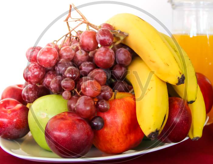 Variety Of Fresh Fruits Served On A Plate