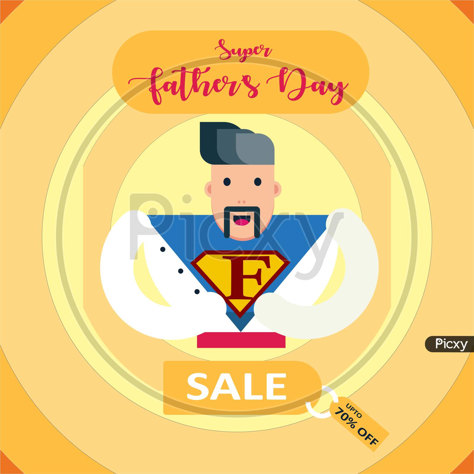 Father'S Day Super Sale Banner, Super Dad, Father Vector Illustration