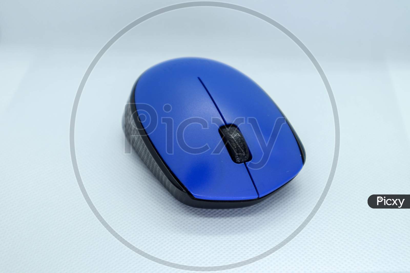 Simple Blue Compute Mouse Isolated On White Background