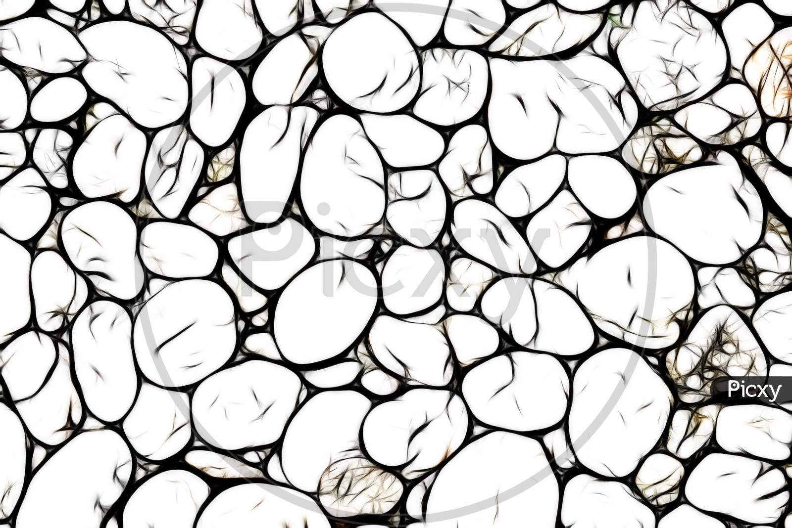 White Pebble Stone Background. Texture And Material Theme.