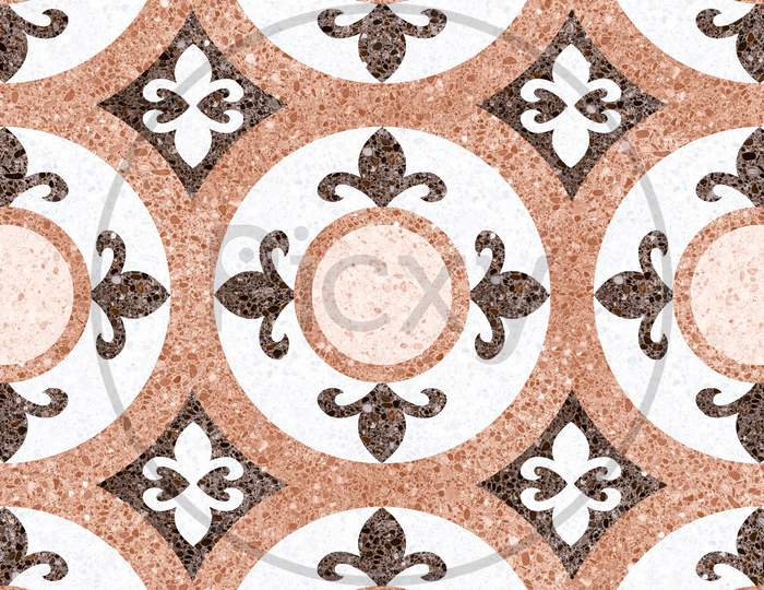 Brown Marble Geometric Pattern Shape Floor And Wall Mosaic Decor Tile.