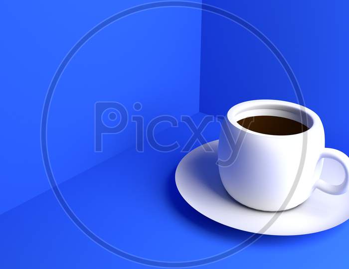 White Coffee Cup On The Blue Background
