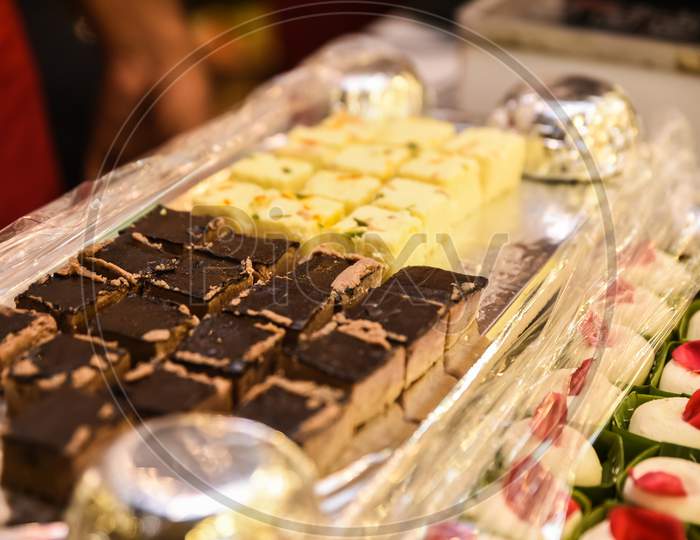 Sweets served in Indian wedding event in India