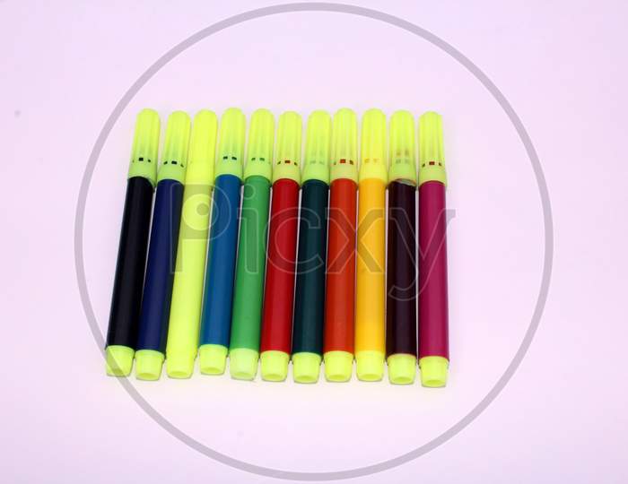 multi color marker for writing isolated on white background