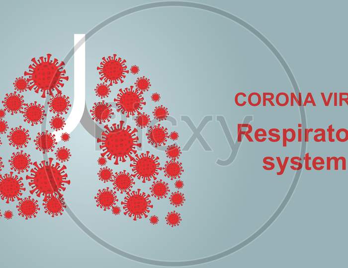 Coronaviruses effect on Human Respiratory system and lungs, copy space, Coronavirus banner design with infected lungs and Respiratory system.