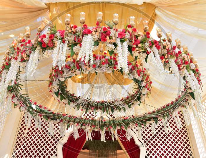 Beautiful ceiling decoration in the weeding ceremony