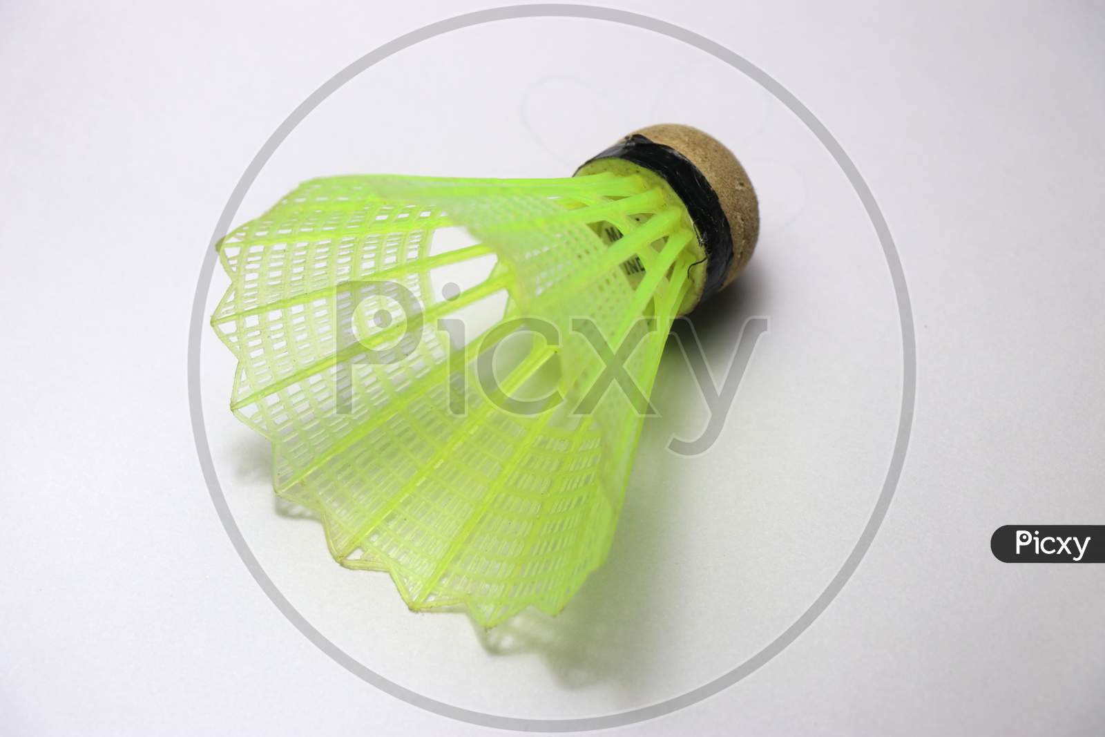 Plastic Shuttlecock Which Is Used In Badminton Sport On White Background