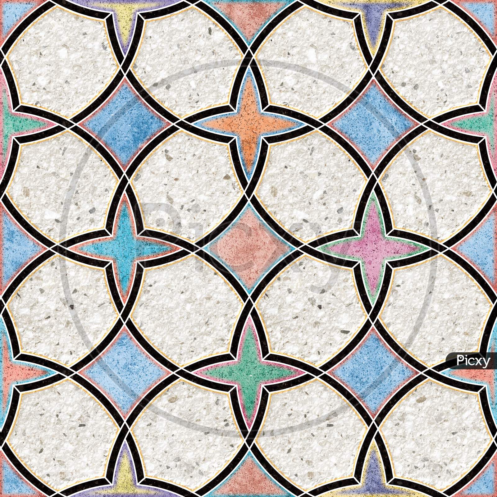 Marble Geometric Pattern Floor And Wall Decor Tile.
