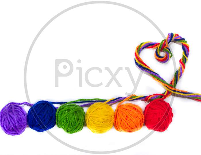 Wool Balls That Form The Heart Of Diversity On White Background