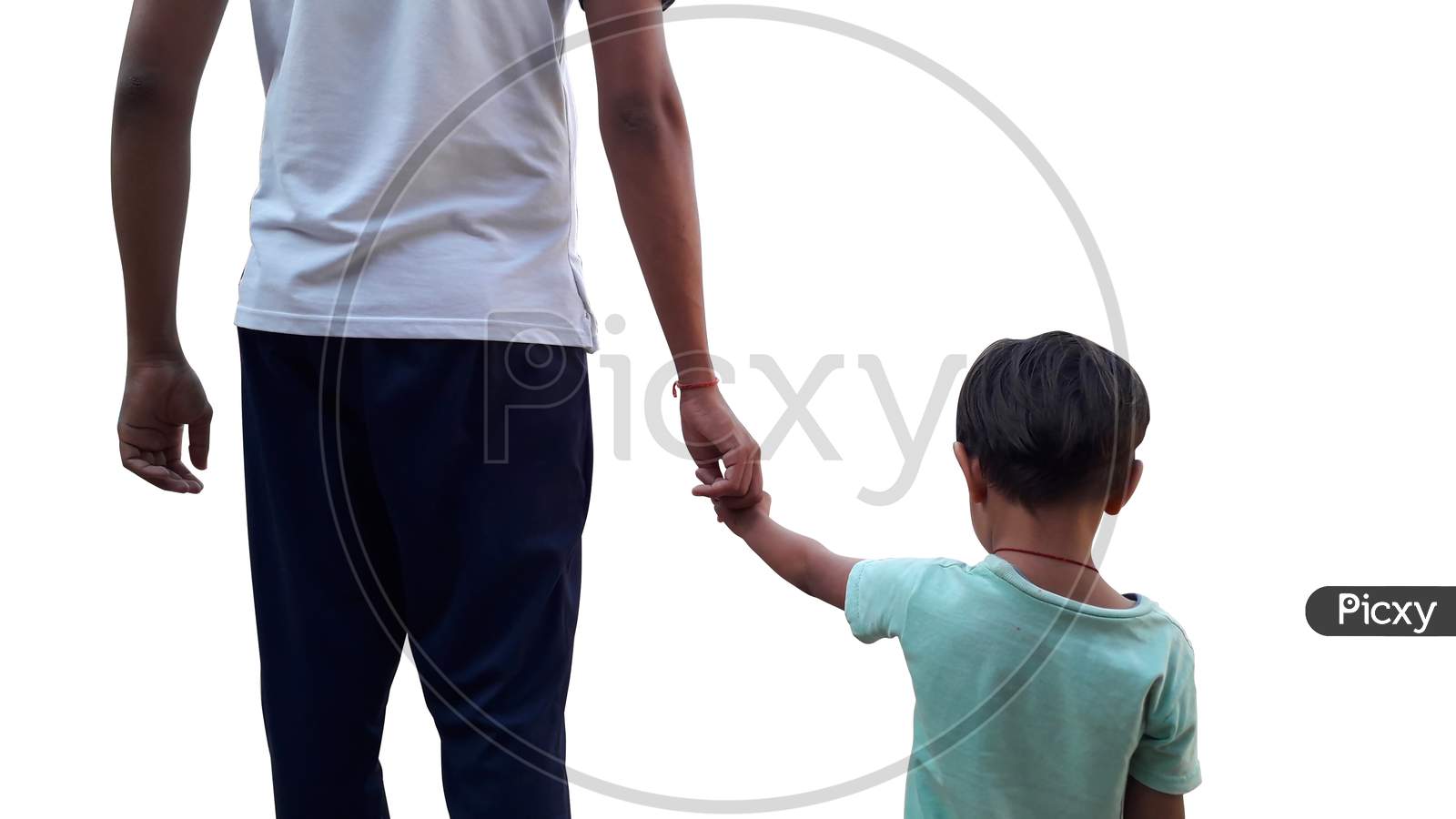 Father Holding Hand Of Her Daughter Isolated Image / Father'S Day
