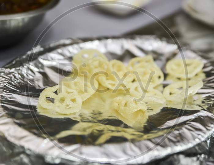 Papad served in Indian wedding event in India
