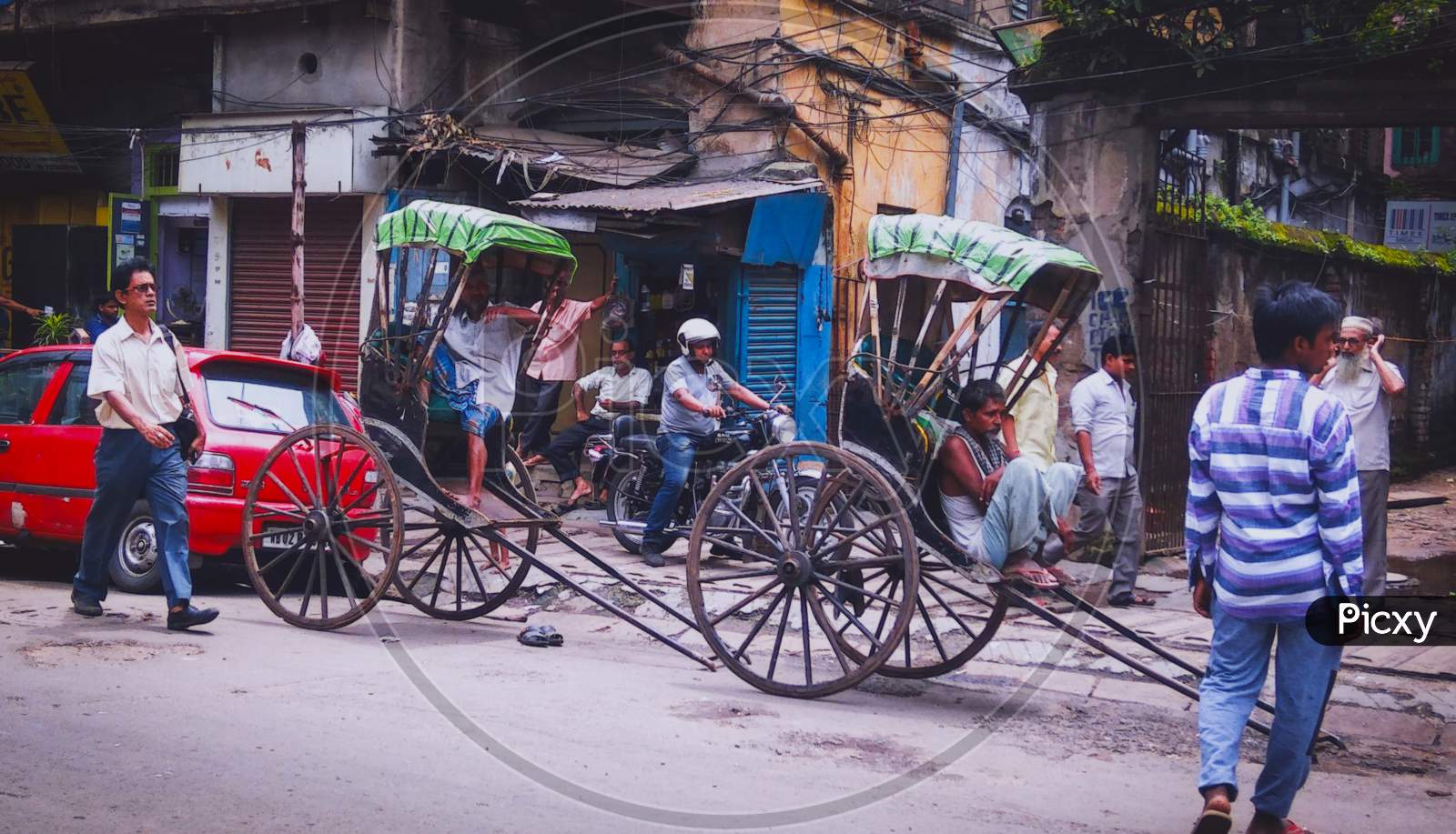 Indian Transport "Hand Rickshow" famous in Kolkata, West Bengal.