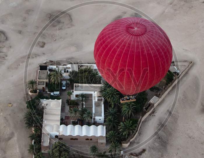 View From Top Of Hot Air Balloon In Egypt.