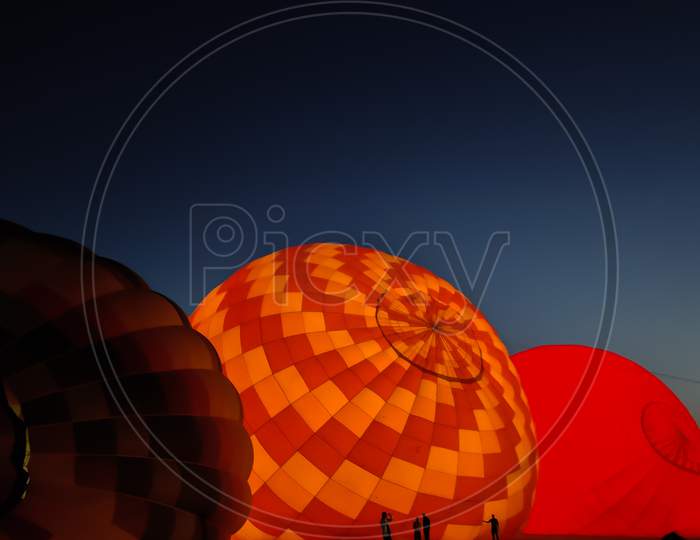 Image Of Hot Air Balloon Before Take Off.