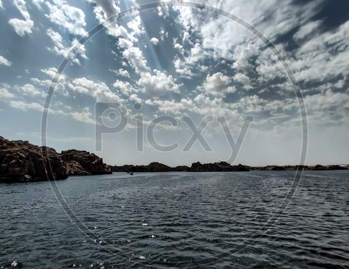 Beautiful View Of Nile River Under Cloudy Blue Sky
