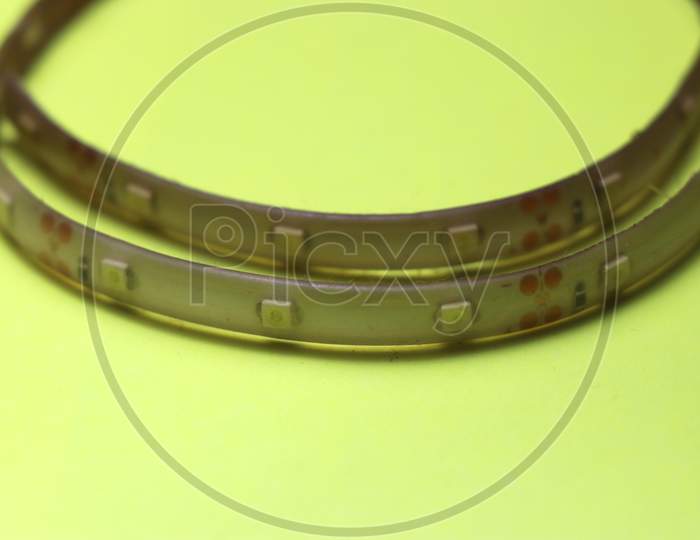 Strip Of Led Light On Yellow Background