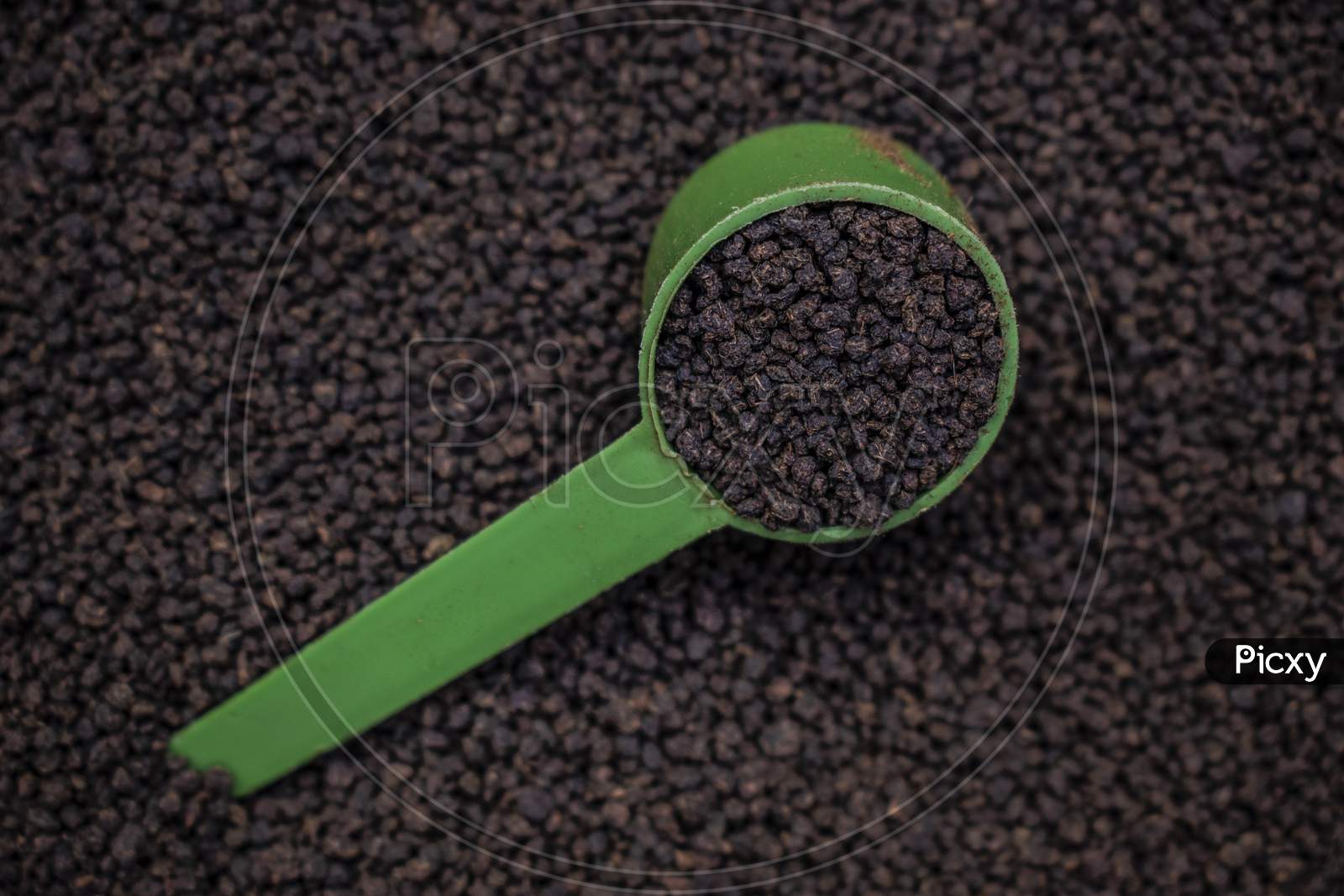 Spoon Of Black Tea Powder Or Chai Patti