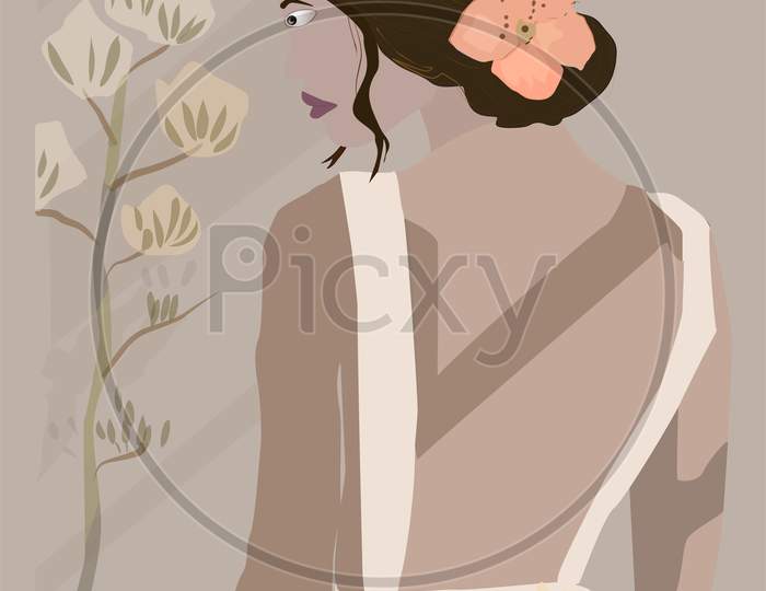 A VECTOR ILLUSTRATION ARTWORK OF BRIDE IN HER BEAUTIFUL WEEDING DRESS