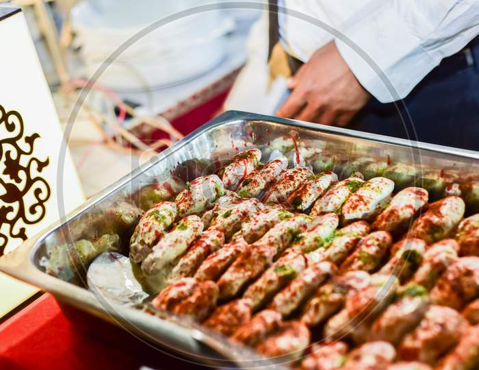 Dahi vada served in Indian wedding event in India
