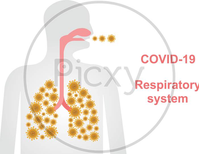 Coronaviruses effect on Human Respiratory system and lungs, copy space, Coronavirus banner design with infected lungs and Respiratory system.