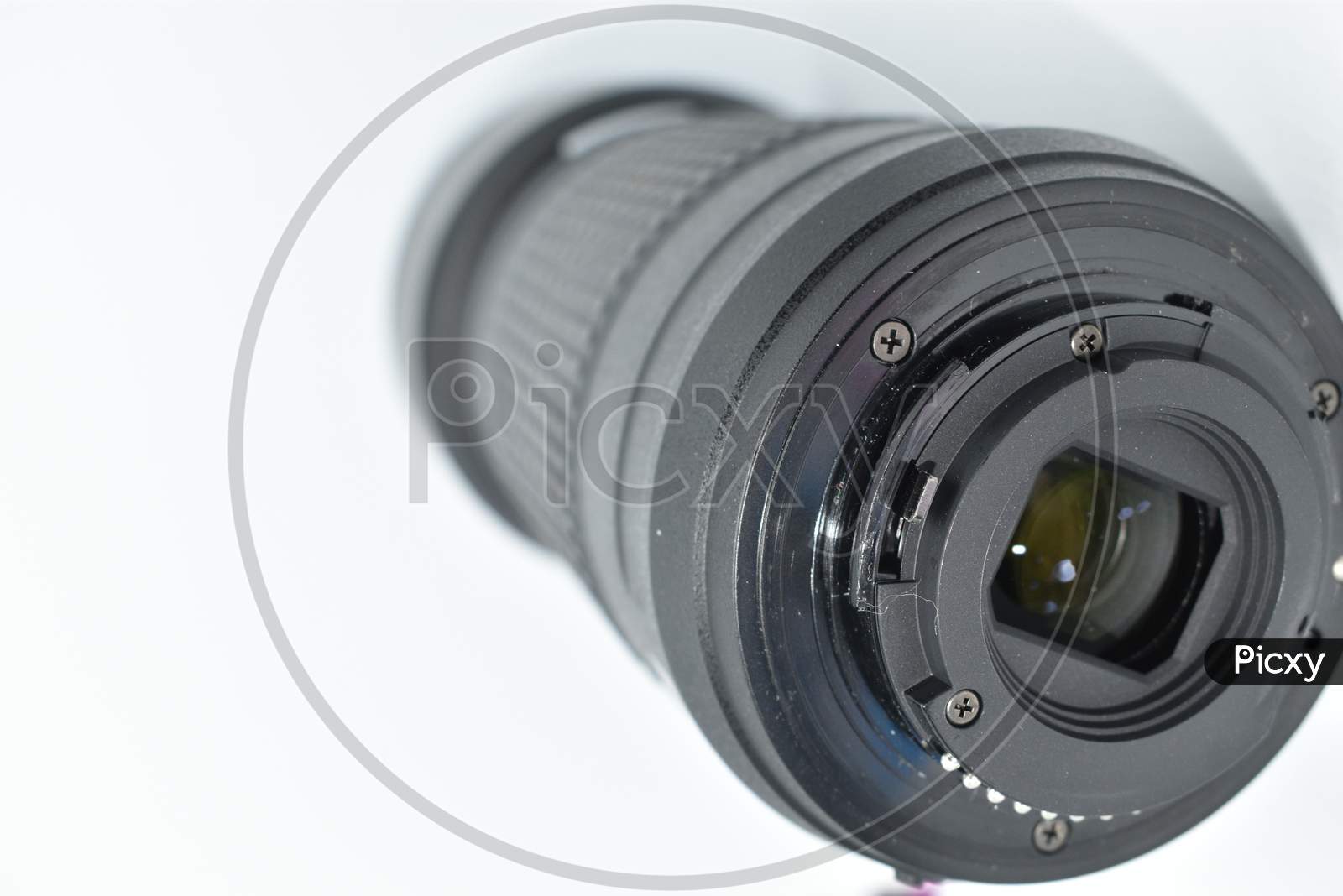 Close Up View Of Nikon Dslr Lens, Af-P Nikon 70-300 Mm Isolated White Background.Abu Dhabi,Uae.31/05/2020.