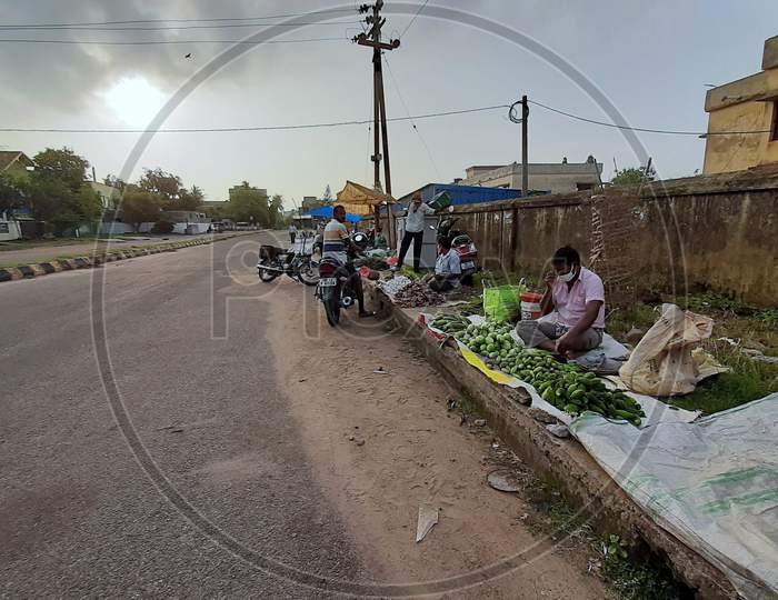 Vegetable market on the  road side during Lockdown period