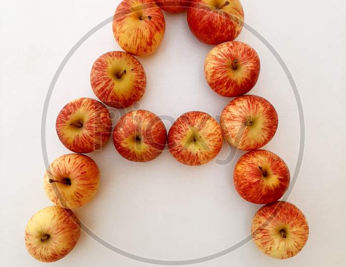 Letter A with apples