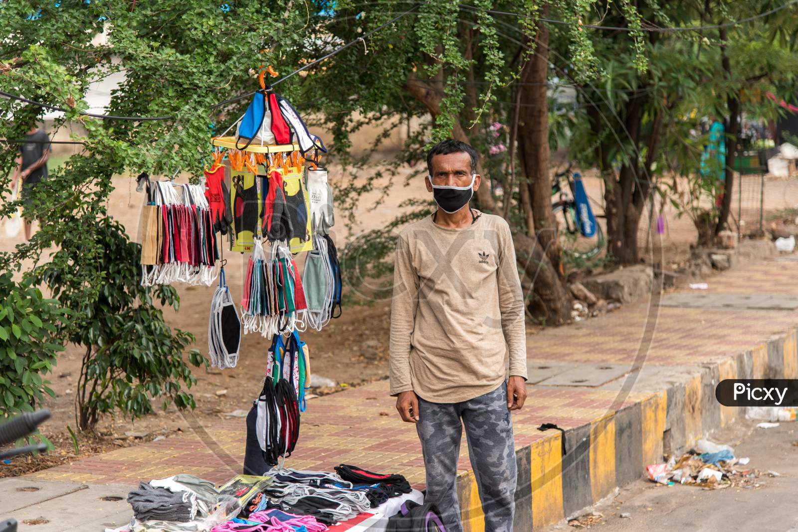 Selling masks on street