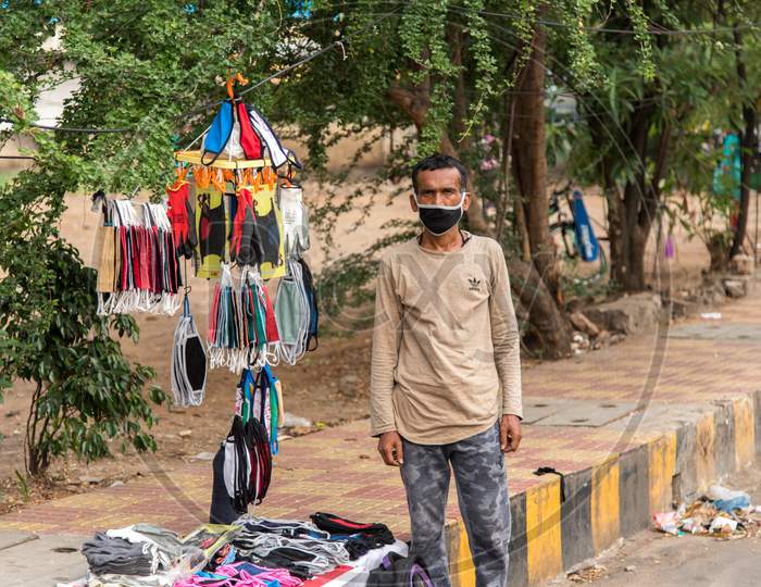 Selling masks on street