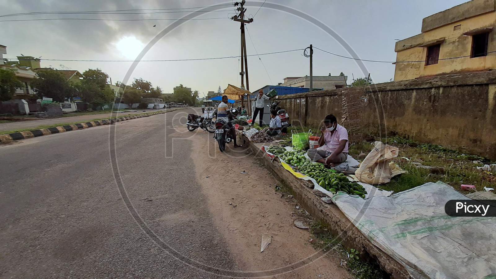 Vegetable market on the  road side during Lockdown period