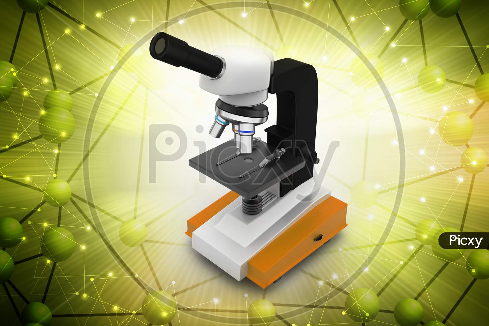Microscope With Platelets And Virus In Color Background