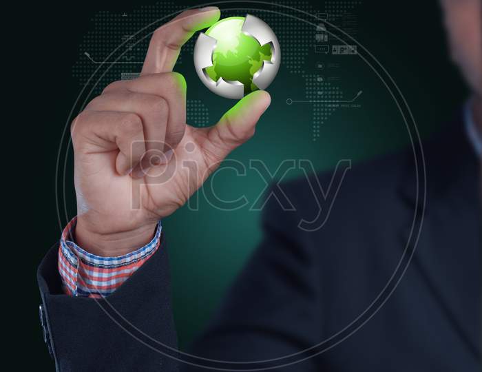 Close up shot of Person's Hands holding a Globe