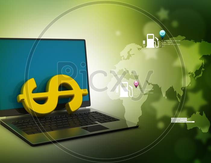 A Laptop with Dollar Currency Symbol