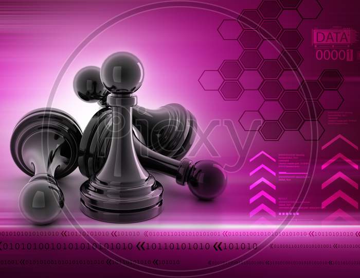 A Group of Chess Pieces with Coloured Background
