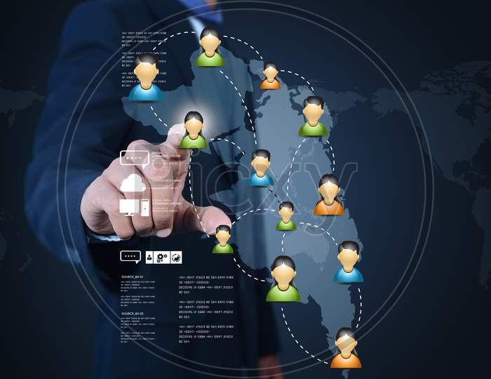 Man Showing Social Network Concept