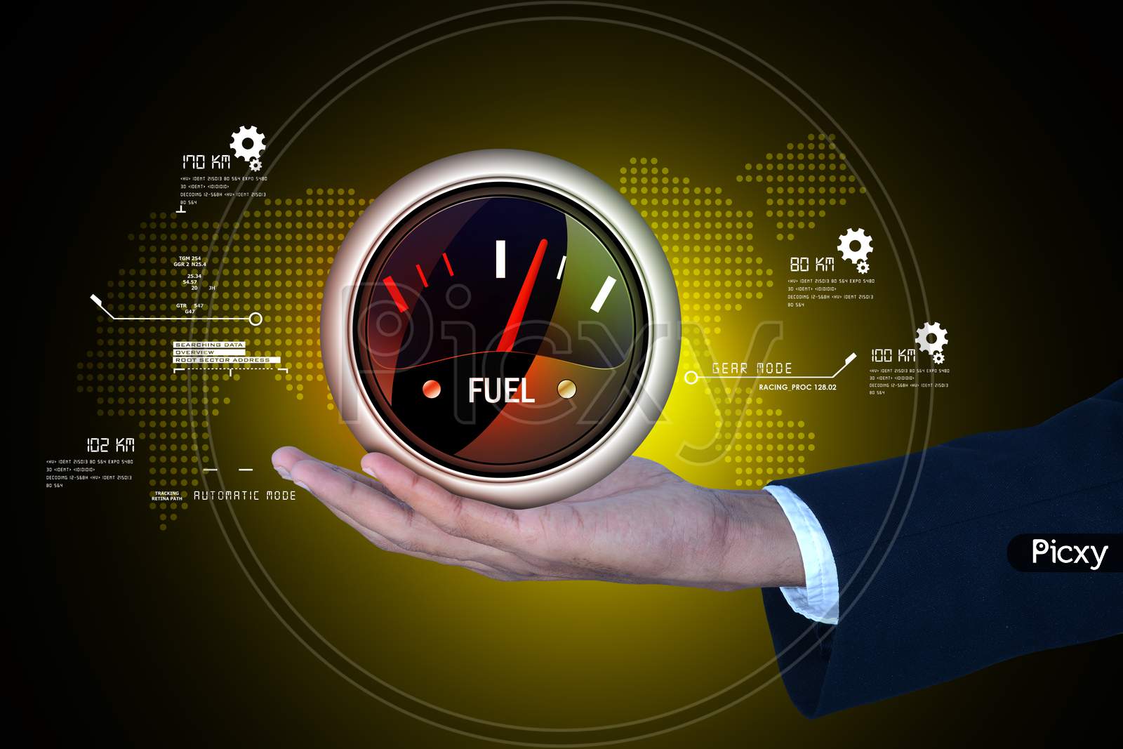 Close up shot of a Person's Hands holding a Fuel Indicator